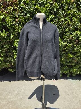Goodfellow & Co Full Zip Mock Neck Sweater Men's XL Charcoal Gray Black
